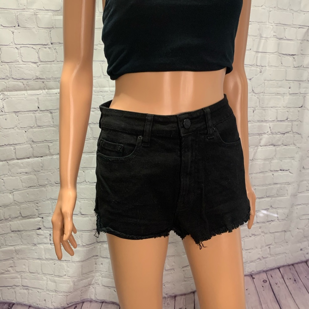BDG High Waisted black Jean Shorts size 27 distressed boho